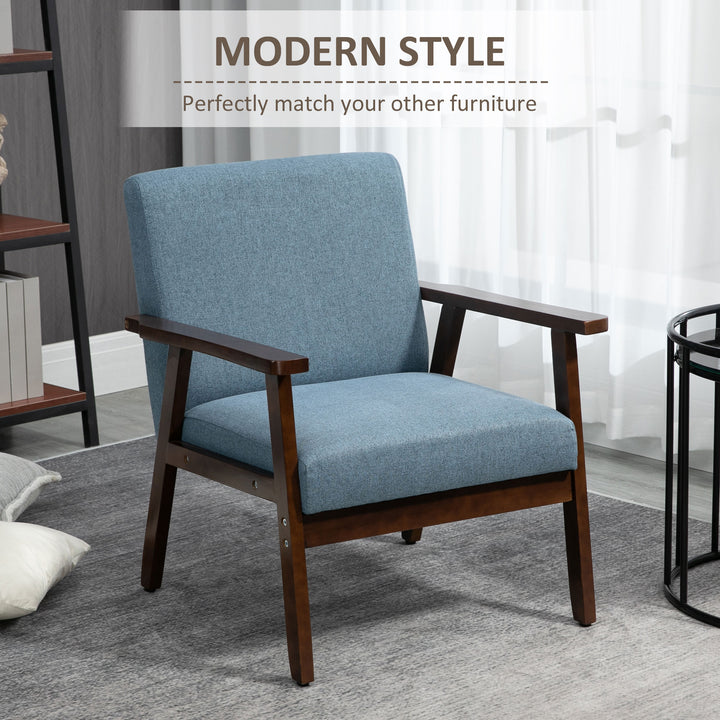 HOMCOM Modern Accent Chairs with Cushioned Seat, Upholstered Linen-Feel Armchair for Bedroom, Living Room, Dark Gray