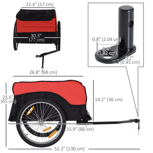 Aosom Bike Cargo Trailer Bicycle Luggage Carrier Cart with Cover Black Red