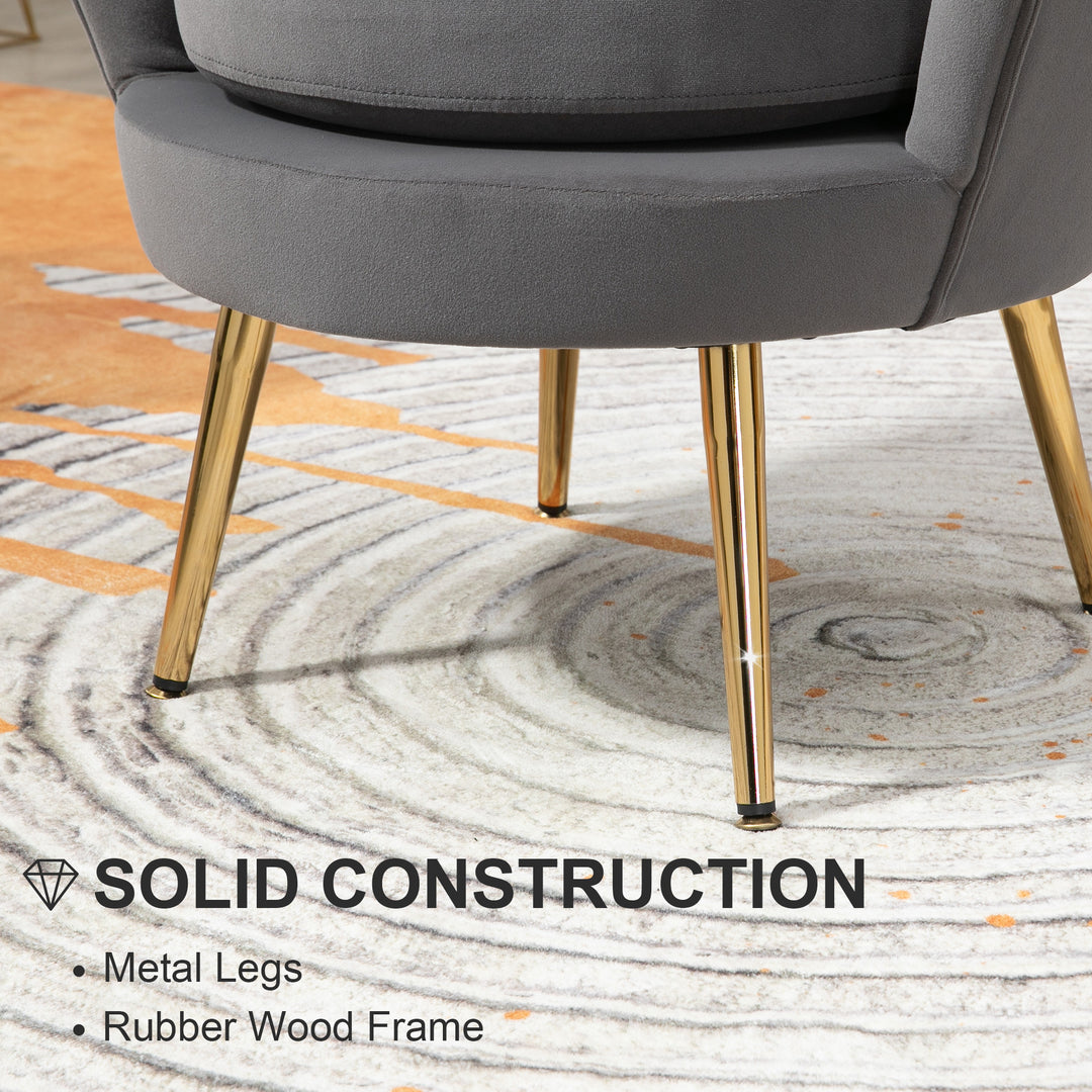 HOMCOM Modern Accent Chair, Velvet-Touch Fabric Leisure Club Chair with Gold Metal Legs for Bedroom, Yellow