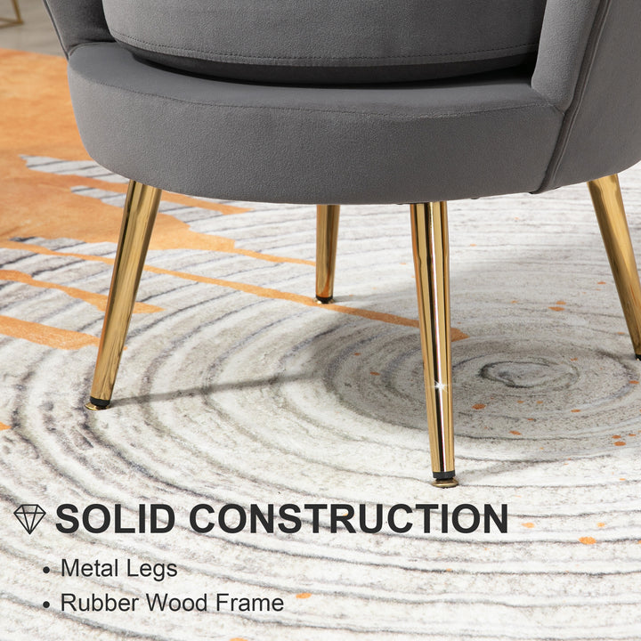 HOMCOM Modern Accent Chair, Velvet-Touch Fabric Leisure Club Chair with Gold Metal Legs for Bedroom, Yellow