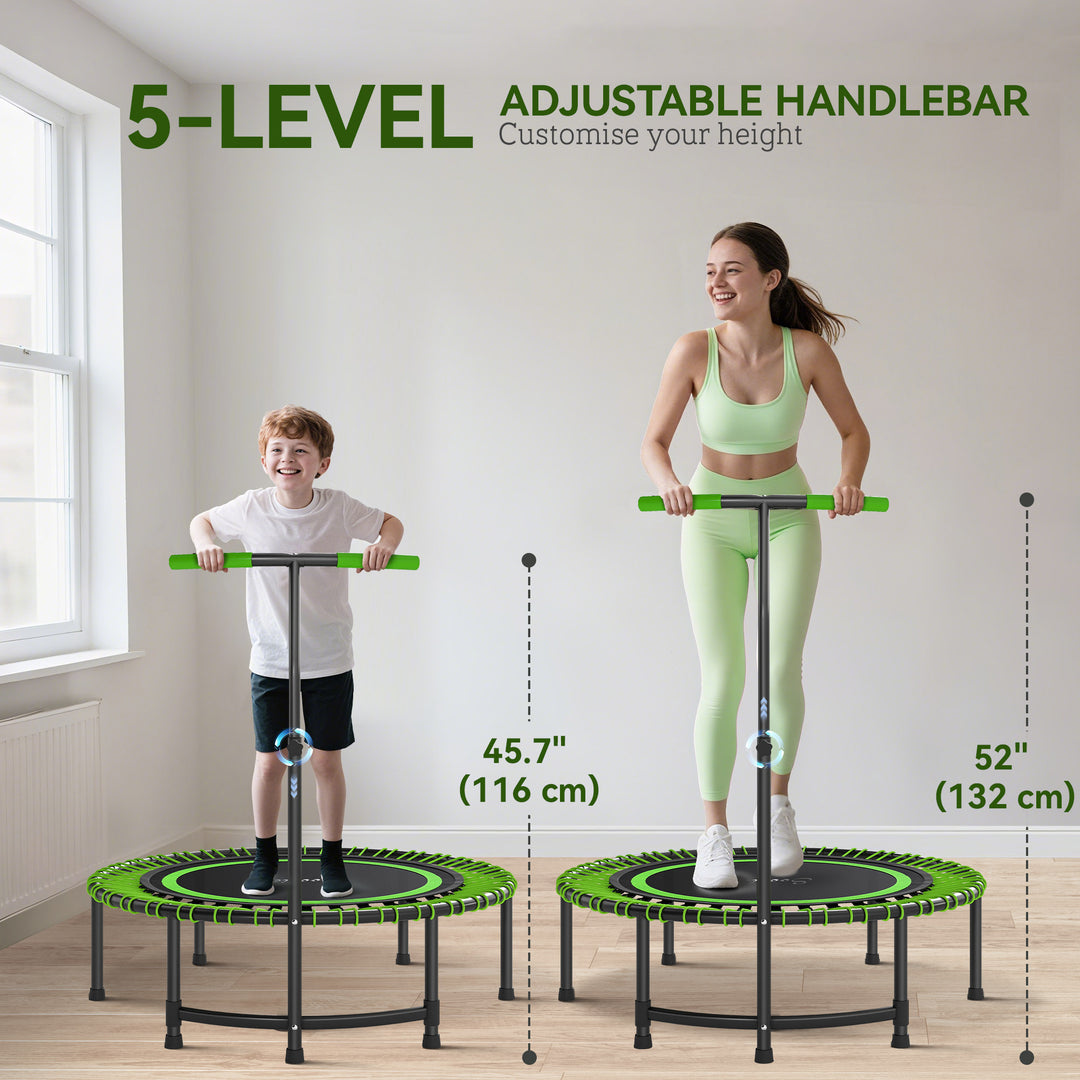 Soozier 45" Rebounder Trampoline for Adults, Mini Fitness Trampoline Bungee Rebounder with 5-Level Adjustable Handle