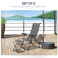 Outsunny Patio Lounge Chair Outdoor Lounger Recliner Folding Camping Chair with Footrest and Storage Pocket, Black Grey