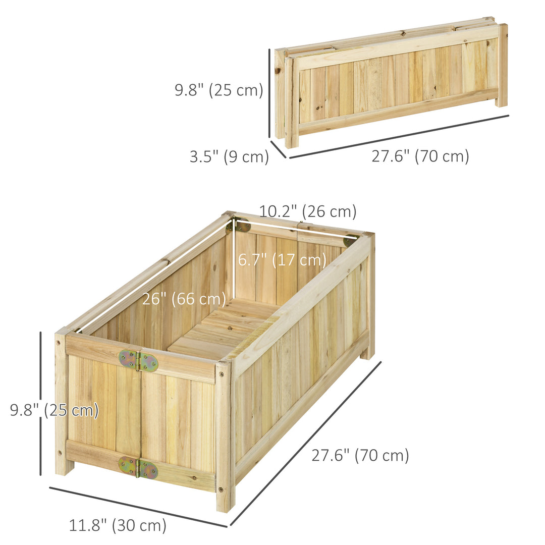 Outsunny Foldable Elevated Planter Box, Wooden Raised Garden Bed for Backyard, Patio to Grow Vegetables, Herbs, Flowers, Natural