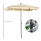 Outsunny 6.5x4ft Rectangle Patio Umbrella Aluminum Tilt Adjustable Garden Parasol  Sun Shade Outdoor Canopy Cream White