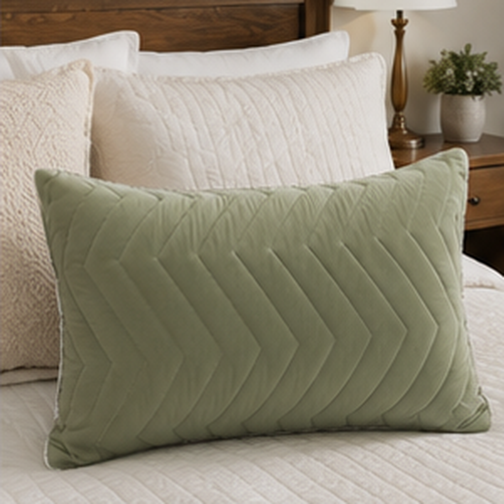 Aarniva Zigzag Quilted Pillow | 27 x 17 in | Soft Microfiber Fill | Plush & Supportive | Solid Colour Design | 1-Piece