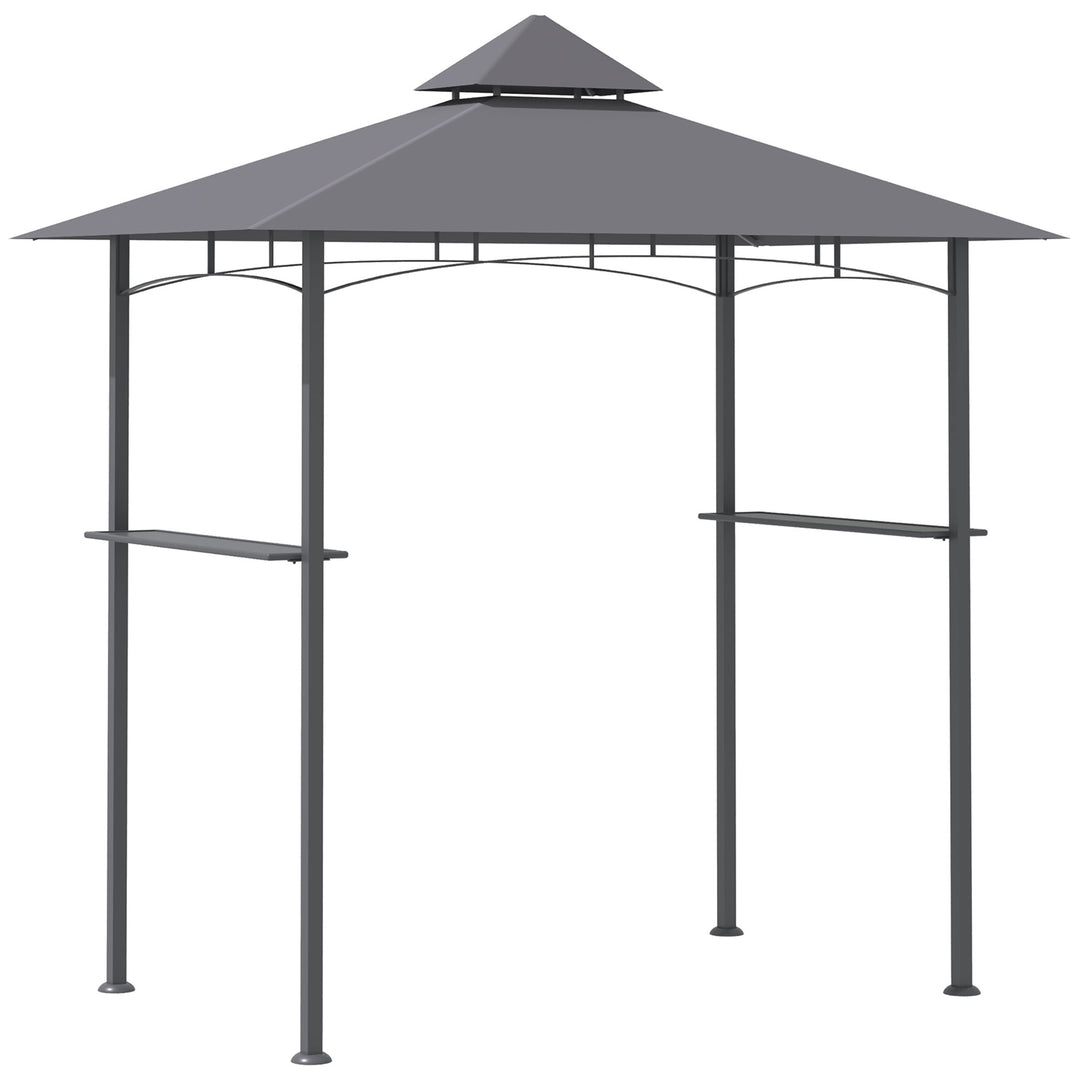 Outsunny 8' x 5' BBQ Grill Gazebo Tent with Double Tiered Canopy for Outdoor Sun Shade, Coffee