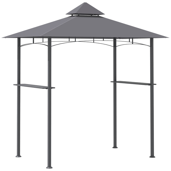 Outsunny 8' x 5' BBQ Grill Gazebo Tent with Double Tiered Canopy for Outdoor Sun Shade, Coffee