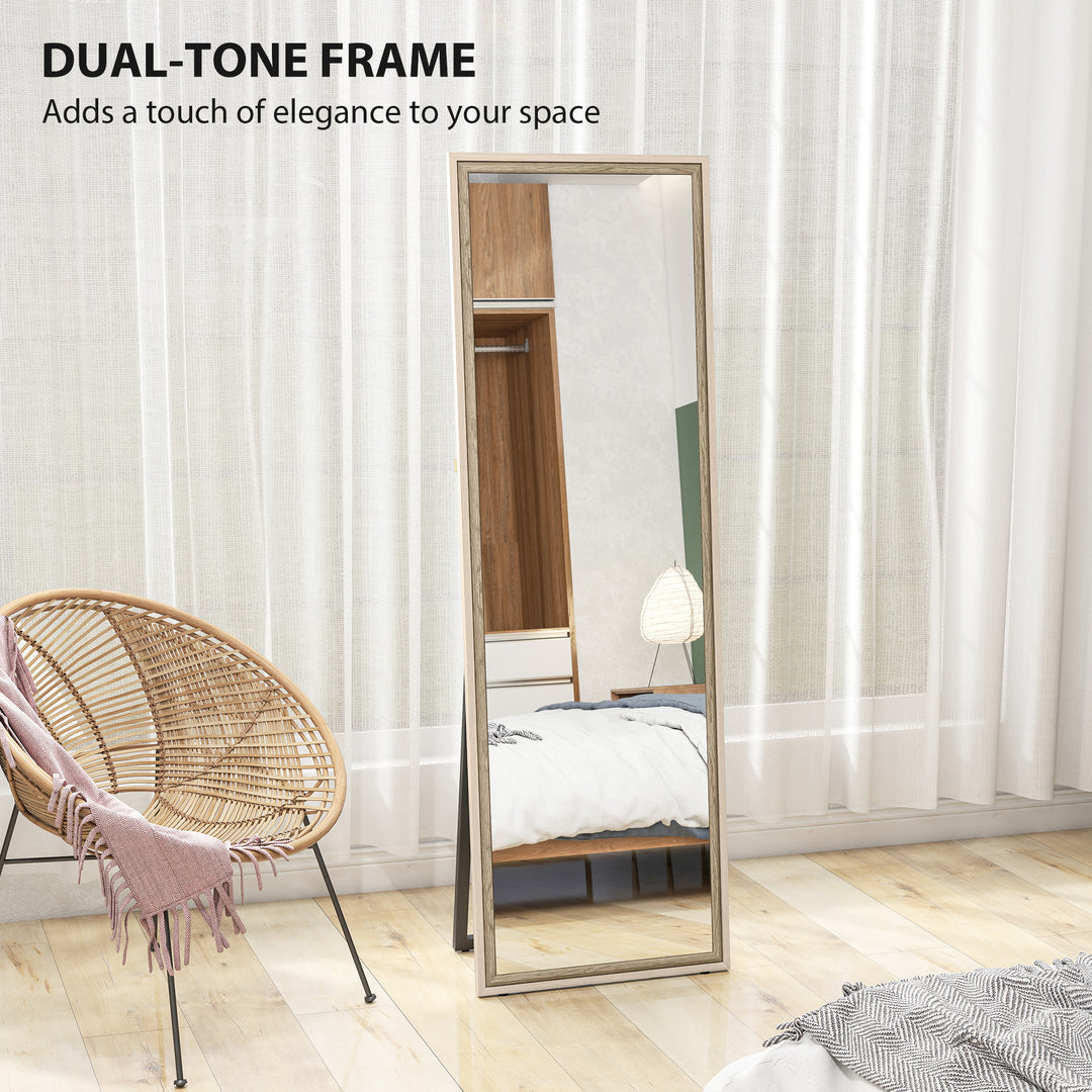 HOMCOM Full Length Mirror, 64" x 21" Rectangle Full Body Mirror with Dual-Tone Frame for Bedroom, Black