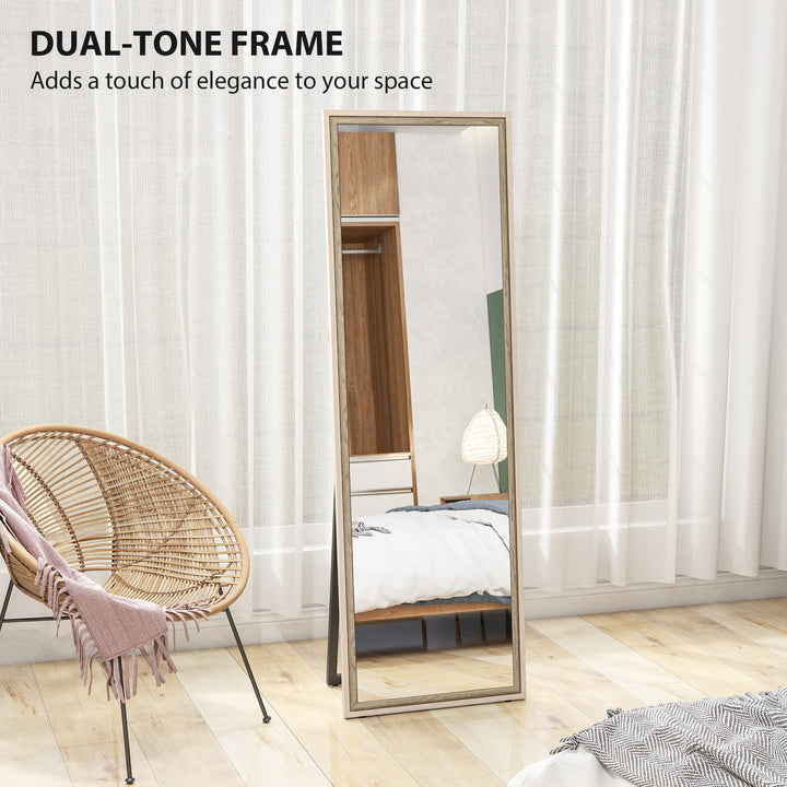HOMCOM Full Length Mirror, 64" x 21" Rectangle Full Body Mirror with Dual-Tone Frame for Bedroom, Black