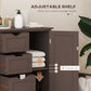 kleankin Bathroom Storage Cabinet, Floor Cabinet with Adjustable Shelf and 4 Drawers, Side Cabinet for Washroom, White