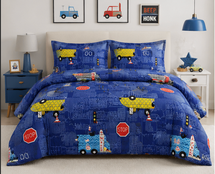 Aarniva Breathable Polyester Comforter Set | King/Queen | 250 GSM | Ultra-Soft & Cozy |  Navy Blue | 5-Piece Set