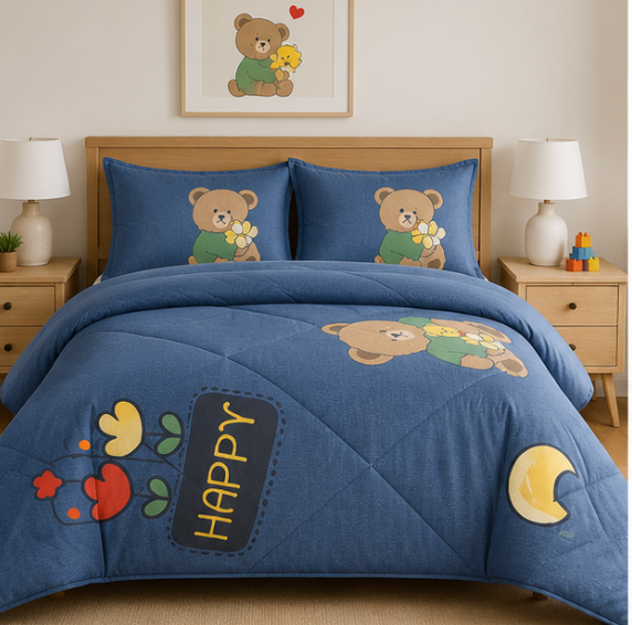 Aarniva Breathable Polyester Comforter Set | King/Queen | 250 GSM | Ultra-Soft & Cozy | Cozy Teddy | 5-Piece Set