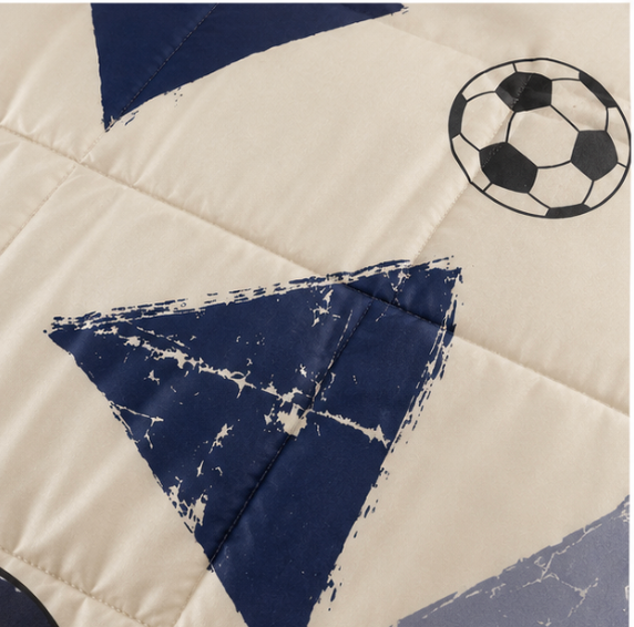 Aarniva Breathable Polyester Comforter Set | King/Queen | 250 GSM | Ultra-Soft & Cozy | Soccer Navy | 5-Piece Set