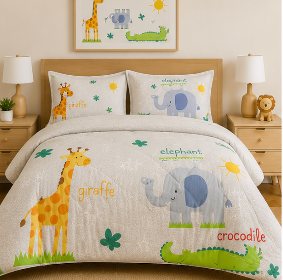 Aarniva Breathable Polyester Comforter Set | King/Queen | 250 GSM | Ultra-Soft & Cozy | Pastel Garden | 5-Piece Set
