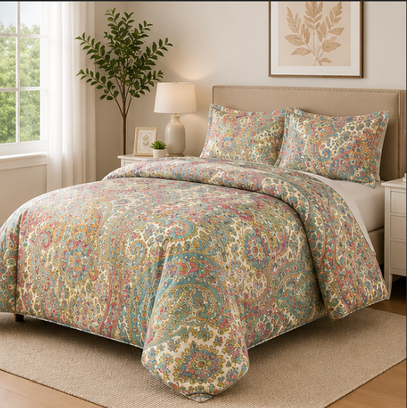 Aarniva Breathable Polyester Comforter Set | King/Queen | 250 GSM | Ultra-Soft & Cozy | Design Patterns | Includes 2 Pillow Covers