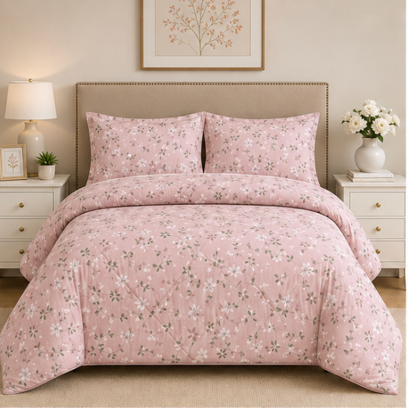 Aarniva Breathable Polyester Comforter Set | King/Queen | 250 GSM | Ultra-Soft & Cozy | Design Patterns | Includes 2 Pillow Covers
