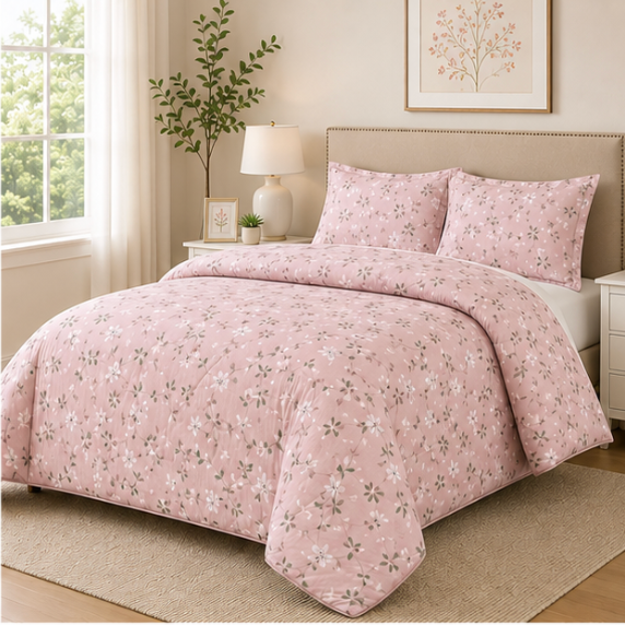 Aarniva Breathable Polyester Comforter Set | King/Queen | 250 GSM | Ultra-Soft & Cozy | Design Patterns | Includes 2 Pillow Covers