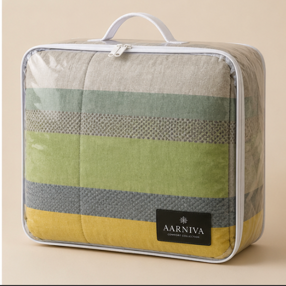 Aarniva Breathable Polyester Comforter Set | King/Queen | 250 GSM | Ultra-Soft & Cozy | Sage Horizon | 5-Piece Set