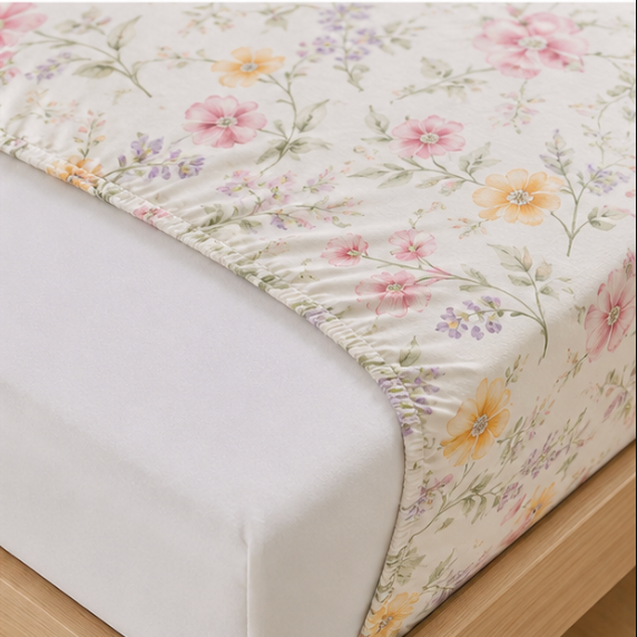 Aarniva Polyester Bedsheet Set | King/Queen | Soft & Breathable | Spring Bloom | 4-Piece Set