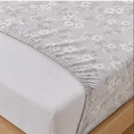 Aarniva Polyester Bedsheet Set | King/Queen | Soft & Breathable | Soft Silver | 4-Piece Set