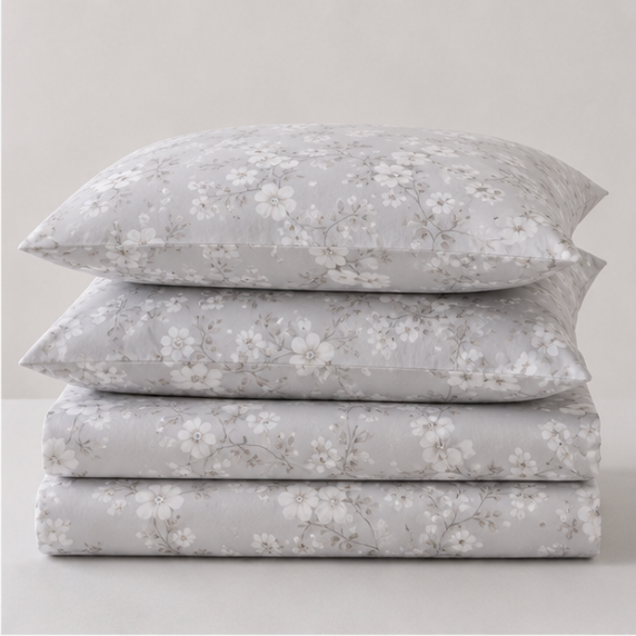 Aarniva Polyester Bedsheet Set | King/Queen | Soft & Breathable | Soft Silver | 4-Piece Set