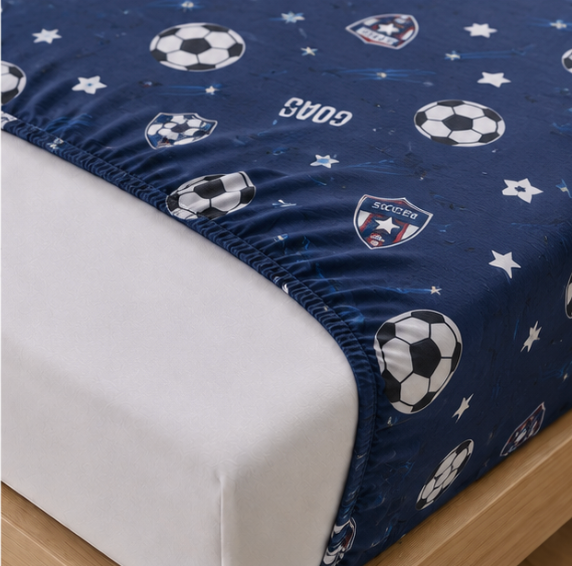 Aarniva Polyester Bedsheet Set | King/Queen | Soft & Breathable | Soccer Navy | 4-Piece Set