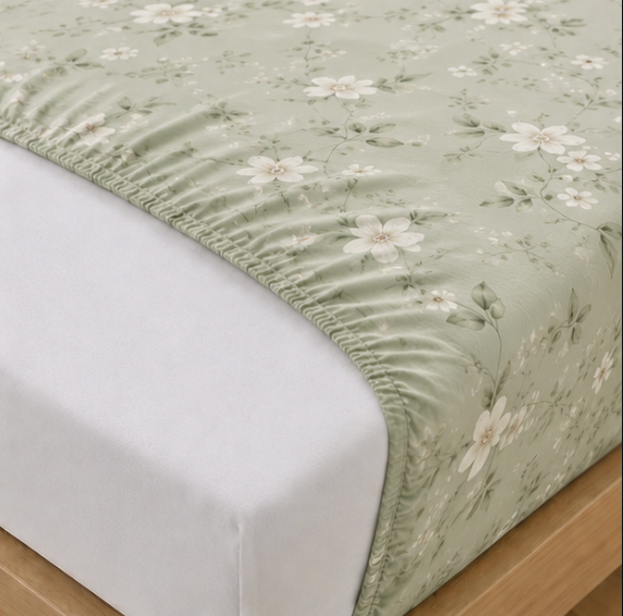 Aarniva Polyester Bedsheet Set | King/Queen | Soft & Breathable | Sage Horizon | 4-Piece Set