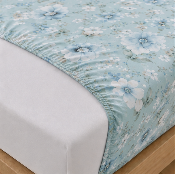 Aarniva Polyester Bedsheet Set | King/Queen | Soft & Breathable | Ocean Dream | 4-Piece Set