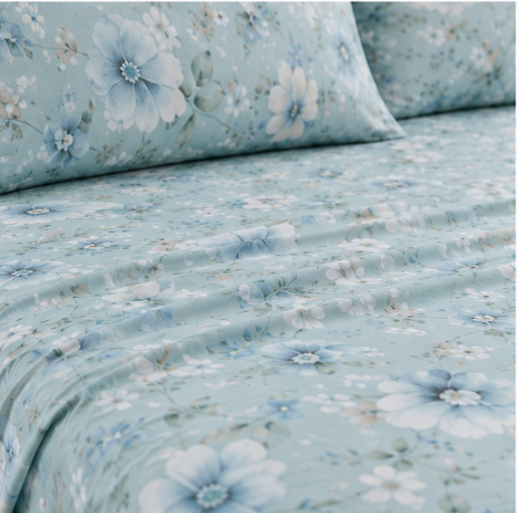 Aarniva Polyester Bedsheet Set | King/Queen | Soft & Breathable | Ocean Dream | 4-Piece Set