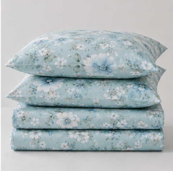 Aarniva Polyester Bedsheet Set | King/Queen | Soft & Breathable | Ocean Dream | 4-Piece Set