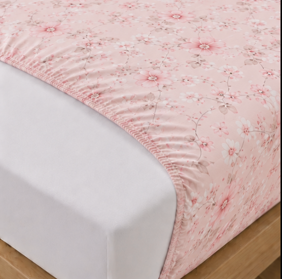 Aarniva Polyester Bedsheet Set | King/Queen | Soft & Breathable | Blush Blossom | 4-Piece Set