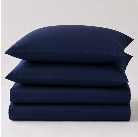 Aarniva Polyester Bedsheet Set | King/Queen | Soft & Breathable | Navy Blue | 4-Piece Set