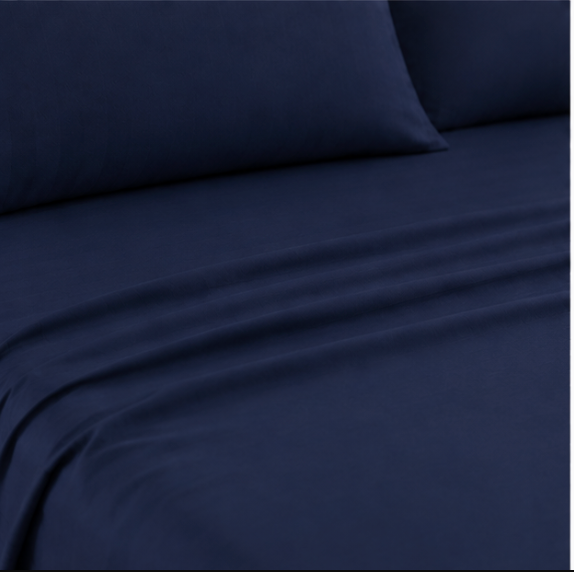 Aarniva Polyester Bedsheet Set | King/Queen | Soft & Breathable | Navy Blue | 4-Piece Set