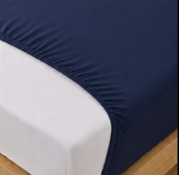 Aarniva Polyester Bedsheet Set | King/Queen | Soft & Breathable | Navy Blue | 4-Piece Set