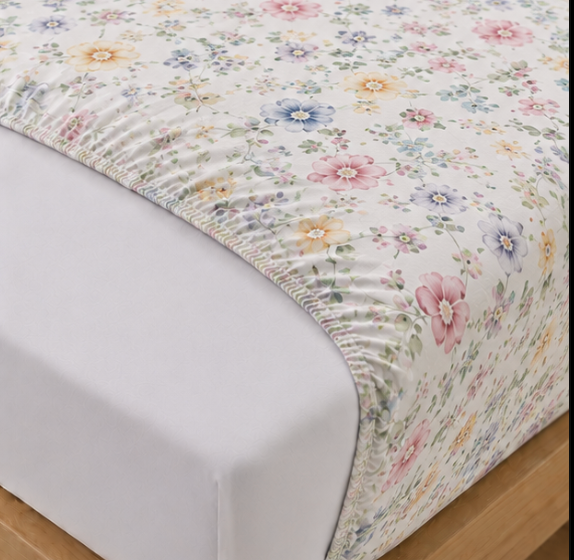 Aarniva Polyester Bedsheet Set | King/Queen | Soft & Breathable | Flower Patch | 4-Piece Set