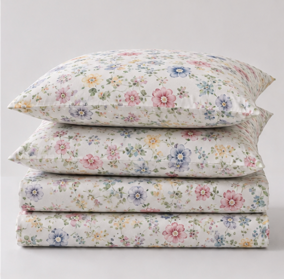 Aarniva Polyester Bedsheet Set | King/Queen | Soft & Breathable | Flower Patch | 4-Piece Set