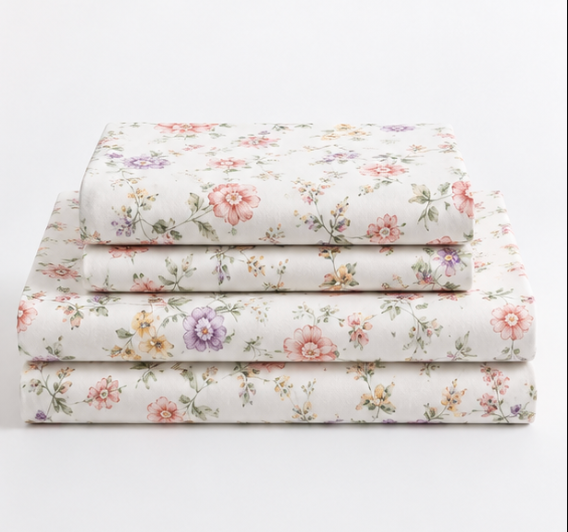 Aarniva Polyester Bedsheet Set | King/Queen | Soft & Breathable | Flower Patterns | 4-Piece Set