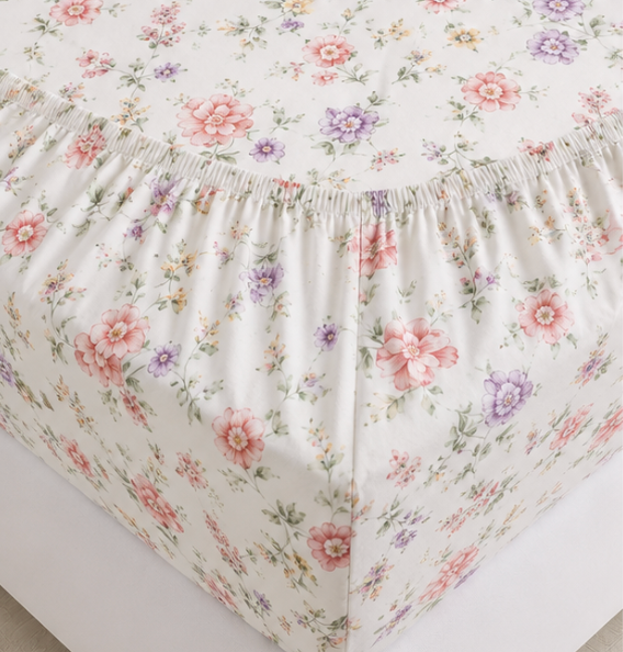 Aarniva Polyester Bedsheet Set | King/Queen | Soft & Breathable | Flower Patterns | 4-Piece Set