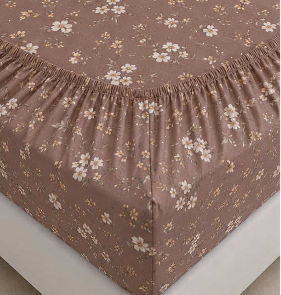 Aarniva Polyester Bedsheet Set | King/Queen | Soft & Breathable | Brown with Flowers | 4-Piece Set