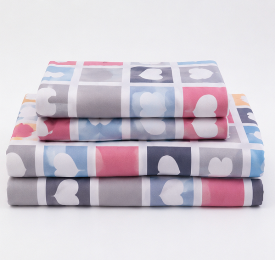 Aarniva Polyester Bedsheet Set | King/Queen | Soft & Breathable | Heart Design | 4-Piece Set