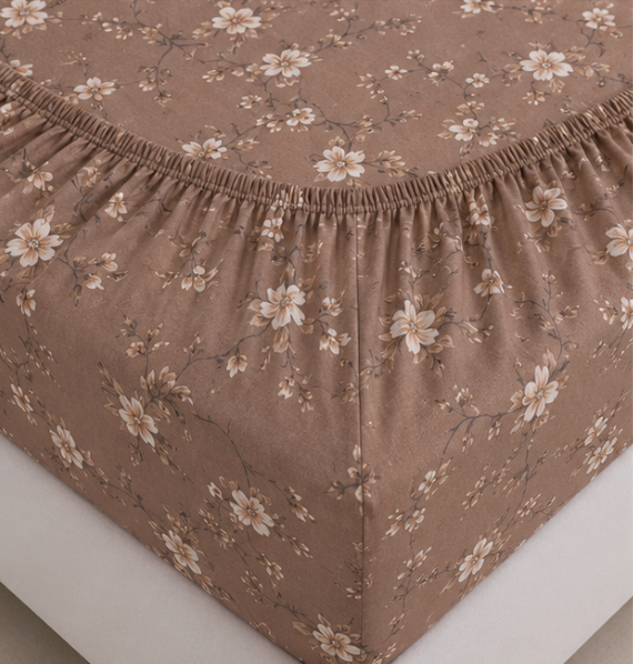 Aarniva Polyester Bedsheet Set | King/Queen | Soft & Breathable | Brown Design | 4-Piece Set