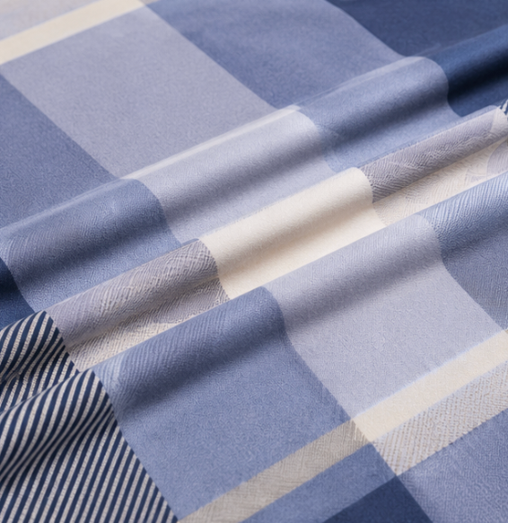 Aarniva Polyester Bedsheet Set | King/Queen | Soft & Breathable | Blue square Design | 4-Piece Set