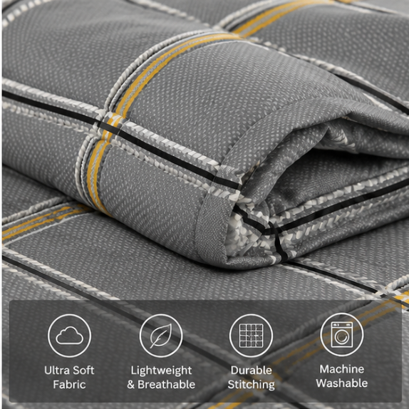 Aarniva Breathable Polyester Comforter Set | King/Queen | 250 GSM | Ultra-Soft & Cozy | Deep Grey | 5-Piece Set