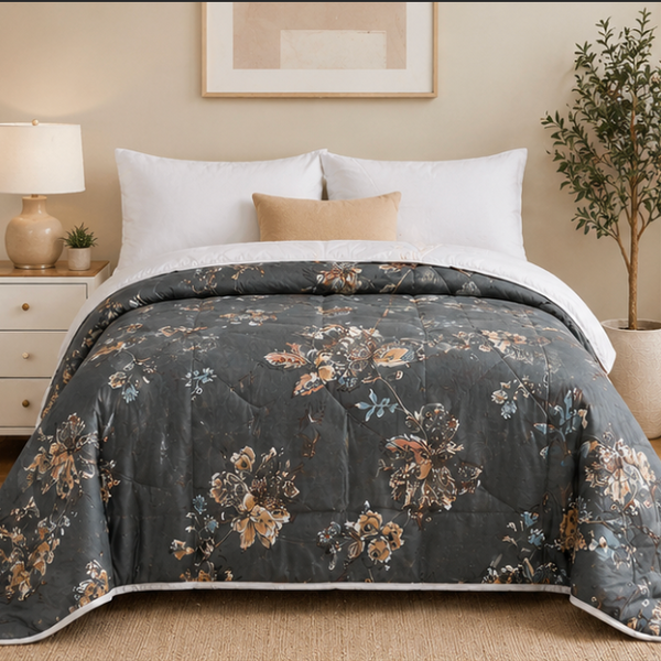 Aarniva Breathable Polyester Comforter Set | King/Queen | 250 GSM | Ultra-Soft & Cozy | Flower Patterns | 5-Piece Set