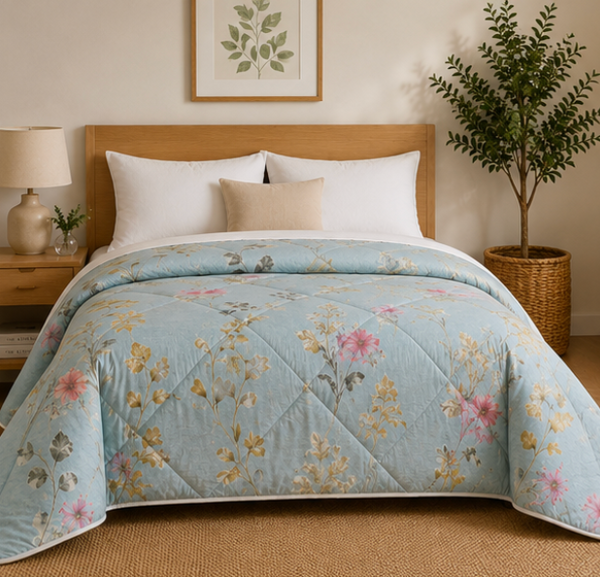 Aarniva Breathable Polyester Comforter Set | King/Queen | 250 GSM | Ultra-Soft & Cozy | Floral Whisper | 5-Piece Set