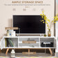 HOMCOM Modern Wooden TV Stand with 2 Storage Cabinet Stand for TV's up to 65" for Living Room Office, Storage Entertainment Center, White