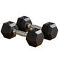 Soozier Rubber Dumbbells Weight Set, Total 30lbs(15lbs Each) Dumbbell Hand Weight for Body Fitness Training for Home Office Gym, Black