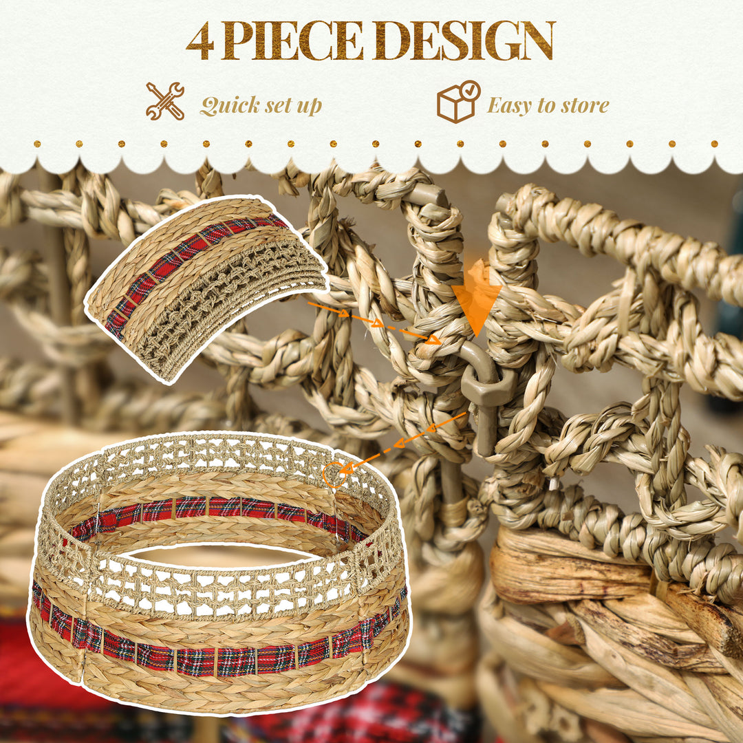 HOMCOM 23 inch Rustic Christmas Tree Skirt, Water Hyacinth Christmas Tree Collar for Party, Holiday, Home Decoration, Natural