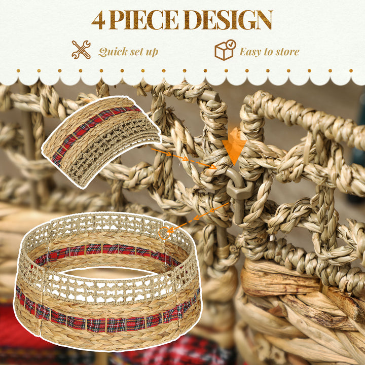 HOMCOM 23 inch Rustic Christmas Tree Skirt, Water Hyacinth Christmas Tree Collar for Party, Holiday, Home Decoration, Natural