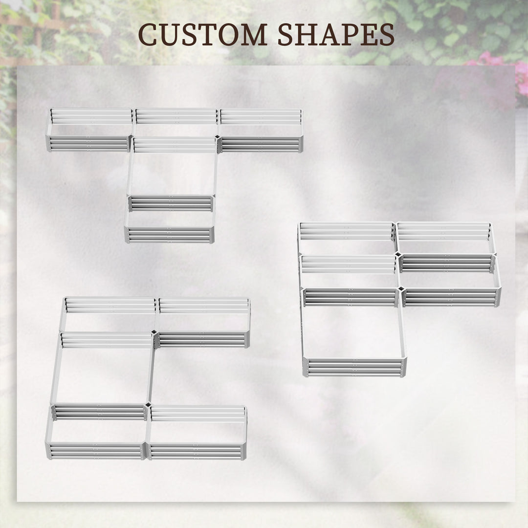 Outsunny Steel Raised Garden Bed, Set of 5 Large Box Planters for Outdoor Plants Vegetables Flowers Herbs, 8x8x1ft, Grey